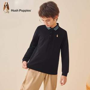 Hush Puppies 暇步士 2022秋季新款男童簡約長袖POLO衫（105~170碼）4色
