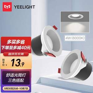 Yeelight 易来 YLSD0013 LED筒灯（正白光/6000K/4W）*10只