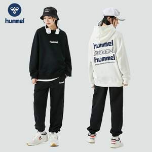 Hummel 大黃蜂 2022秋季新款情侶款連帽/圓領(lǐng)衛(wèi)衣+衛(wèi)褲休閑套裝 多色