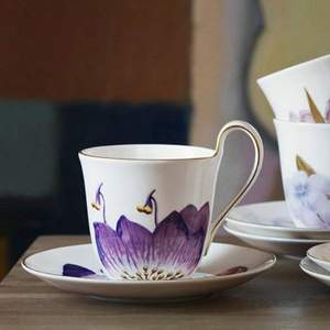 丹麦皇室御用品牌，Royal Copenhagen 皇家哥本哈根 flora系列 骨瓷咖啡杯碟套装-三色堇  1017555 