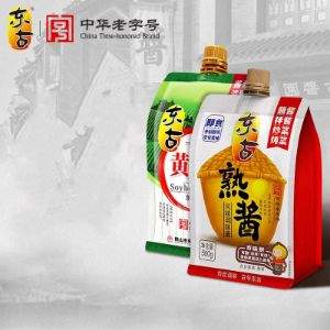 中华老字号，东古 一品鲜黄豆酱+熟酱挤挤装 500g*2袋