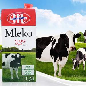 波兰进口 MLEKOVITA 妙可 全脂纯牛奶1L*12盒