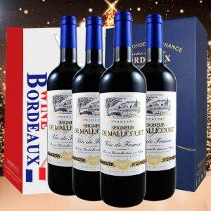 法国原瓶进口，苏威利 2013年份 马里库男爵红葡萄酒750mL*4瓶 赠海马刀+双支礼盒*2+手提袋*2