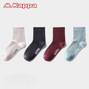 Kappa 卡帕 情侣精梳棉防滑抗菌船袜/中筒袜 4双装