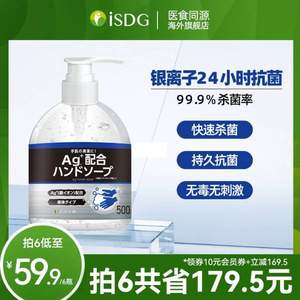 ISDG 医食同源 十人十彩 银离子长效抗菌洗手液 500ml*6瓶