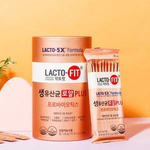 韩国第一益生菌品牌，钟根堂 Lacto-Fit 乐多飞牌 丝蛋白活菌型益生菌粉2g*60条*2件 赠软糖2袋+10条