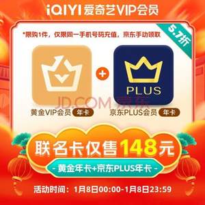 愛(ài)奇藝 VIP黃金會(huì)員年卡12個(gè)月+京東PLUS會(huì)員年卡12個(gè)月