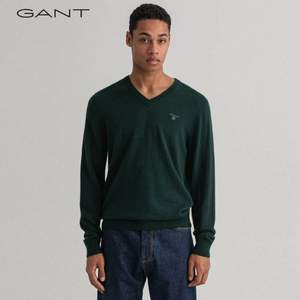 Gant 甘特  男士100%羊毛V领针织衫 8010520