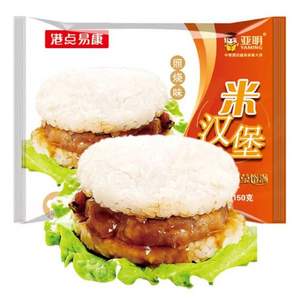 亚明食品 照烧饭团鸡排米汉堡150g*8袋