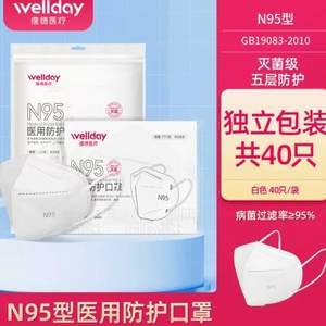 Wellday 维德医疗 N95防护口罩 40只独立装