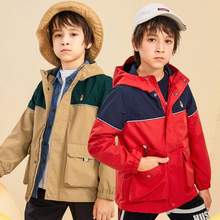 反季好价，Hush Puppies 暇步士 2023春新款男童撞色连帽工装外套 4色（105~170cm）  