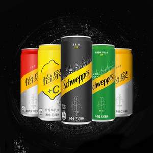 Schweppes 怡泉 0糖0卡 柠檬味/原味苏打水 330ml*24罐