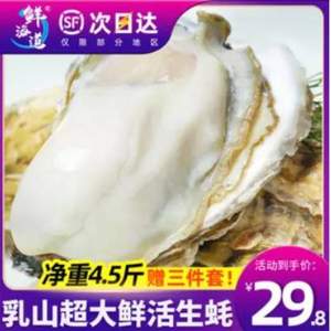 鲜海道 乳山牡蛎鲜活生蚝 净重4.5斤