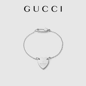 GUCCI 古驰 心形吊坠925银手链 223513-J8400-8106 17cm