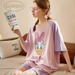 GUKOO 果壳 迪士尼联名系列 女士宽松卡通短袖睡衣家居服套装