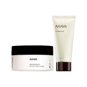 AHAVA 圣爱 铃兰香死海海盐身体磨砂膏100g+雪松香矿物沐浴露100ml 