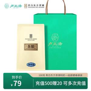 卢正浩 青白东方茶铺 2023新茶 茶粮系列 明前一级碧螺春 100g/袋