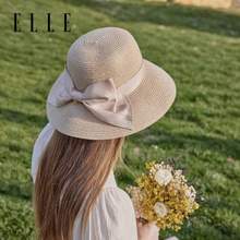 ELLE 2023夏季新款法式可水洗UPF50+防晒草帽 多色