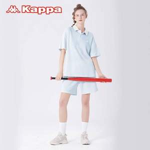 Kappa 卡帕 23夏季新品女士Polo衫小翻领华夫格短袖家居服套装 2色
