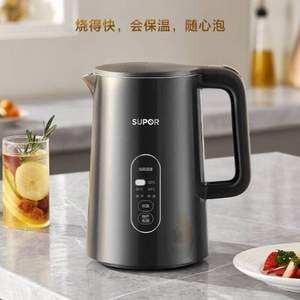 SUPOR 苏泊尔 侧显温5段调温保温烧水壶 1.5L SW-15J72L 