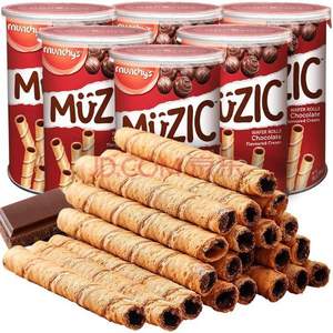 马来西亚进口，Munchy's 马奇新新 巧克力注芯蛋卷威化饼干85g*6盒*4件