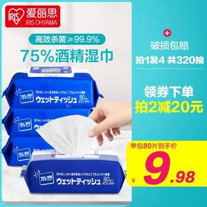 IRIS 愛(ài)麗思 75%度酒精濕巾 80抽*4包