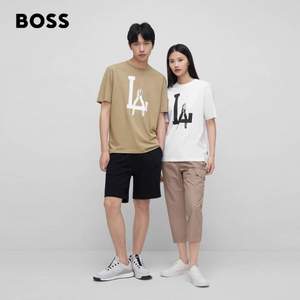 HUGO BOSS 雨果·博斯 23夏新款男女同款徽标纯棉平纹针织短袖T恤 50491713