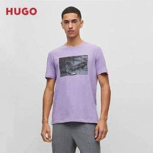 HUGO Hugo Boss 雨果·博斯 23夏新款男女同款抽象图案纯棉短袖T恤 50488913