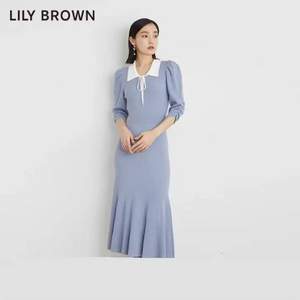 Lily Brown 莉莉布朗 2023春夏 撞色小翻领甜美针织连衣裙 LWNO231138