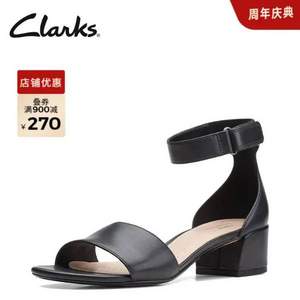 <span>白菜！</span>Clarks 其樂 Caroleigh Anya 女士真皮一字帶涼鞋 261594284
