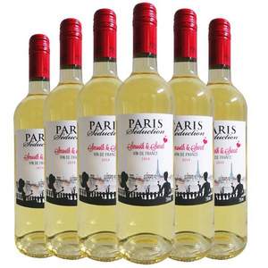 麦德龙红酒，法国原装进口 Paris Seduction 巴黎诱惑 甜白葡萄酒750mL*6支 整箱