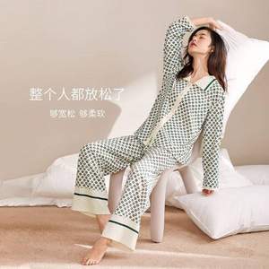 JINGYUN 靜韻 超柔軟 女士純棉可外穿長(zhǎng)袖家居服套裝