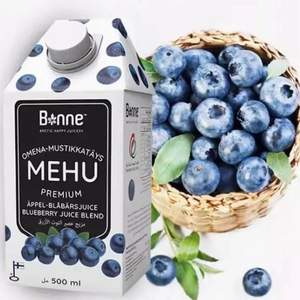 芬兰进口，Bonne 宝霓 苹果蓝莓混合果汁 500mL*6瓶