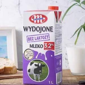 波兰原装进口，MLEKOVITA 妙可 无乳糖全脂纯牛奶1L*6盒