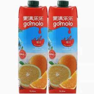 塞浦路斯进口，Gomolo 果满乐乐 100%进口橙汁/菠萝汁 1L*2瓶  