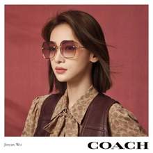 吳謹(jǐn)言同款，Coach 蔻馳 HC7150D 女士方形金屬大框時(shí)尚太陽鏡