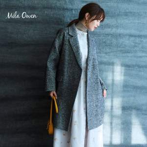 <span>降￥200！</span>Mila Owen 2023秋季新款女士翻领直筒中长茧型羊毛混纺大衣 09WFC234144