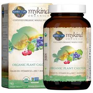 Garden of Life 生命花园 Mykind 全有机植物维生素D3和K2钙片 90片