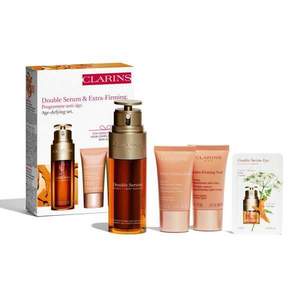 明星產(chǎn)品，Clarins 嬌韻詩 雙萃精華套裝（精華50mL+彈力日霜15mL+晚霜15mL+眼部精華0.9mL）€76   