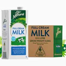 澳大利亚进口，So Natural 澳伯顿 全脂纯牛奶 1L*12盒