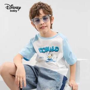 Disney baby 迪士尼 男女童吸湿透气短袖T恤 （100~160码）多款*3件