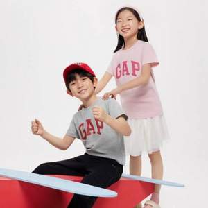 Gap 盖璞 2024春夏新款儿童经典LOGO纯棉短袖T恤890880（110-160cm） 多色