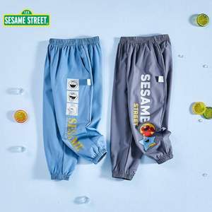 Sesame Street 芝麻街 2024夏季新款 儿童卡通薄款速干透气防蚊裤2条装