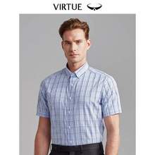 Virtue 富绅 男士工装格纹短袖衬衫