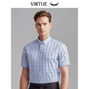 Virtue 富绅 男士工装格纹短袖衬衫