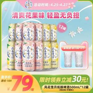 Carlsberg 嘉士伯 风花雪月特酿啤酒 500ml*12罐 赠冰川杯2个