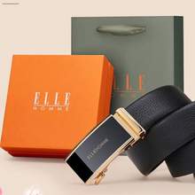 七夕好禮，ELLE HOMME 男士頭層牛皮真皮自動(dòng)扣皮帶 902110A
