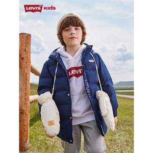 <span>白菜！</span>Levi's 李維斯 男童中長(zhǎng)款三防加厚保暖連帽棉服 2色