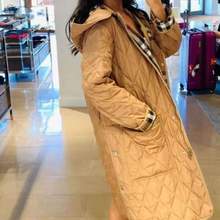 Burberry 博柏利 女士棕色聚酰绗缝徽标长款连帽棉服80945821