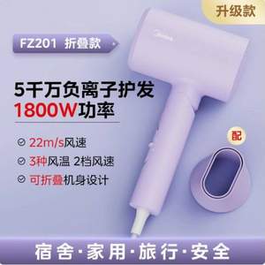 Midea 美的 FZ201 可折叠负离子电吹风 1800W